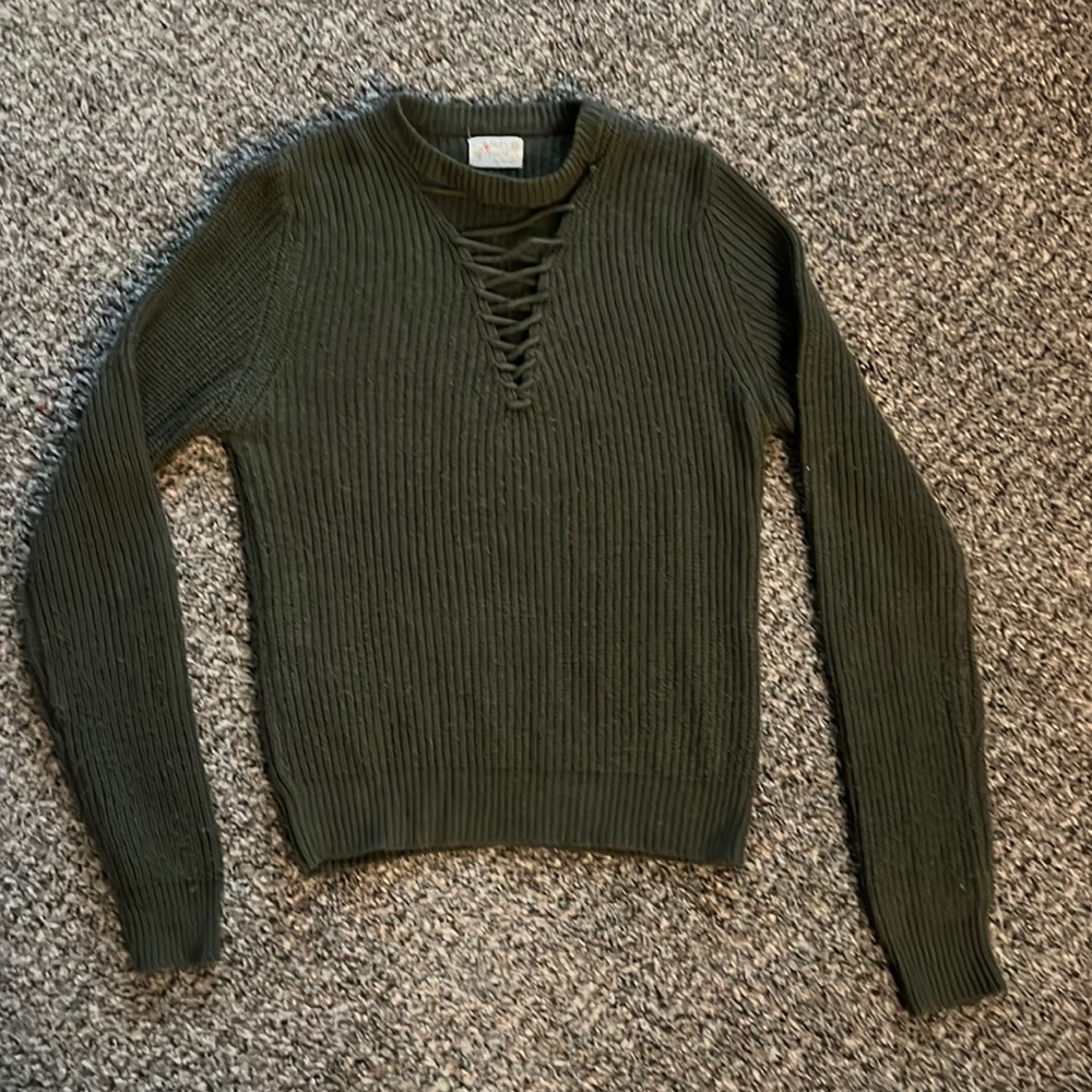 Olive green criss cross sweater